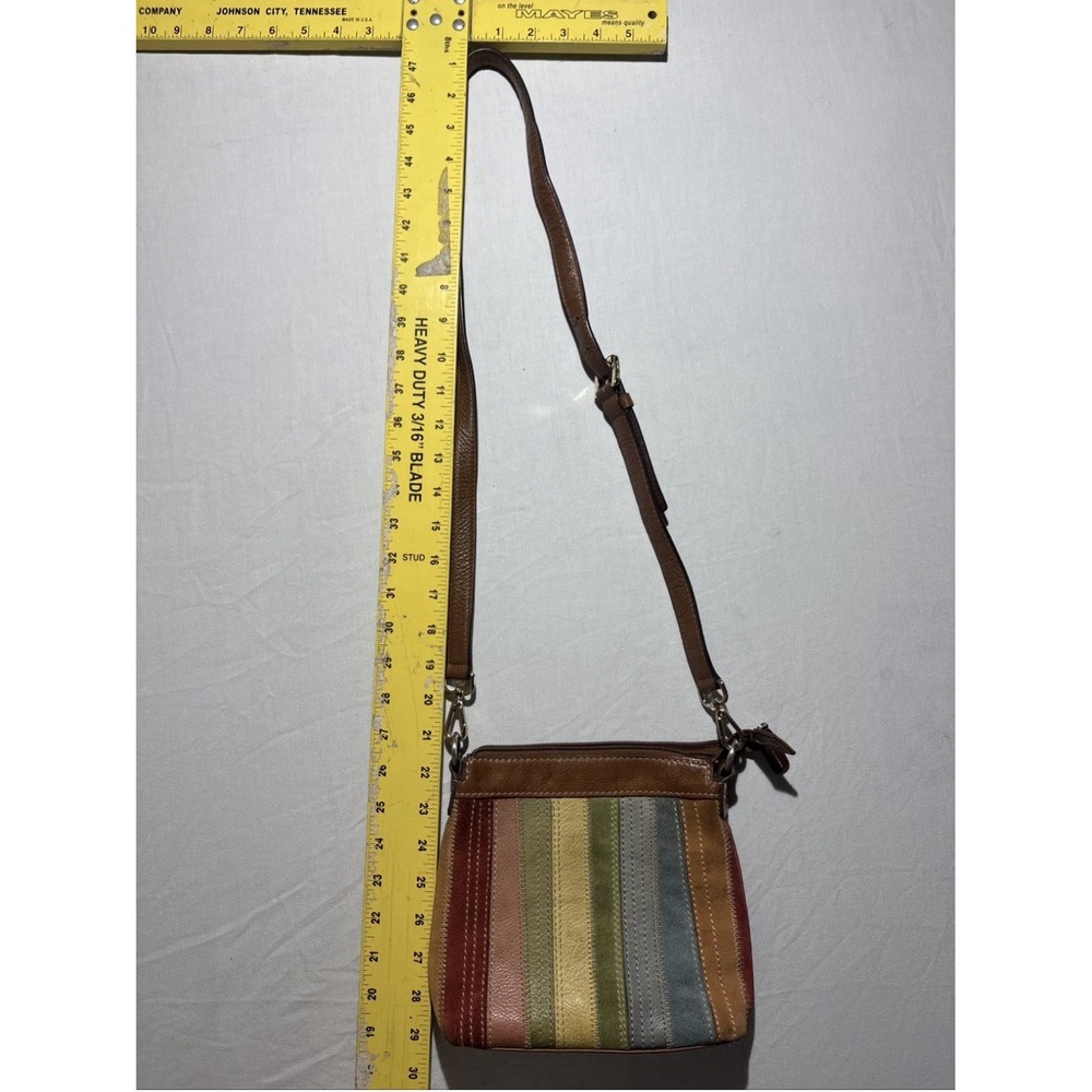 Fossil Rainbow Striped Leather Crossbody Purse Brown Michael Kors Strap 8x8